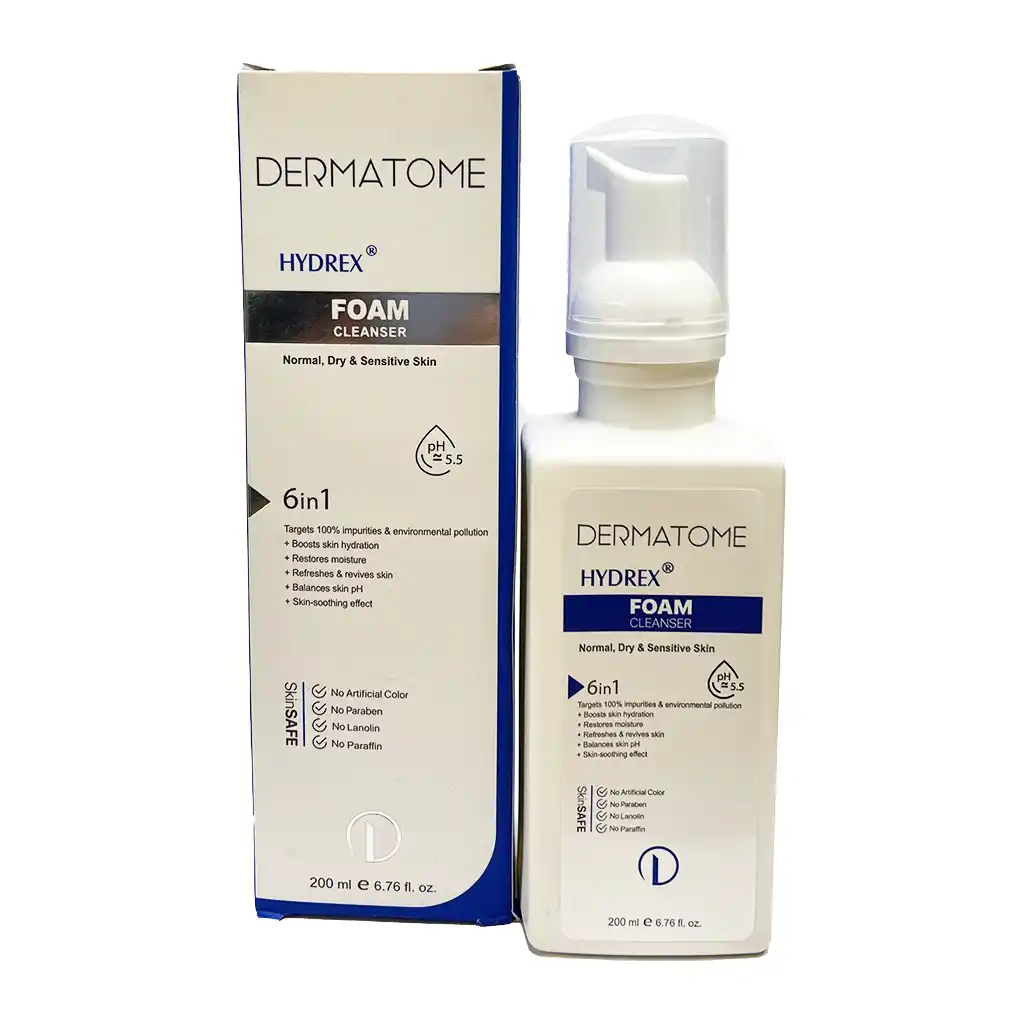 فوم شوینده، پاک‌کننده و مرطوب‌کننده هیدرکس درماتوم | مناسب پوست نرمال تا خشک و حساس
